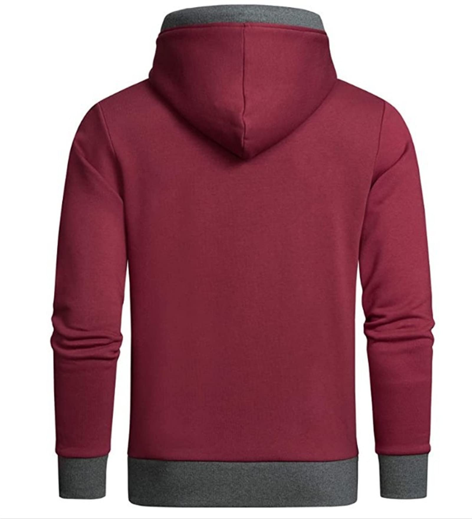 Maiyifu-GJ Men's Solid Fleece Athletic Hoodies Long Sleeve Casual Sports Sweatshirt Drawstring Hooded Pullover With Pockets (Red,X-Large)