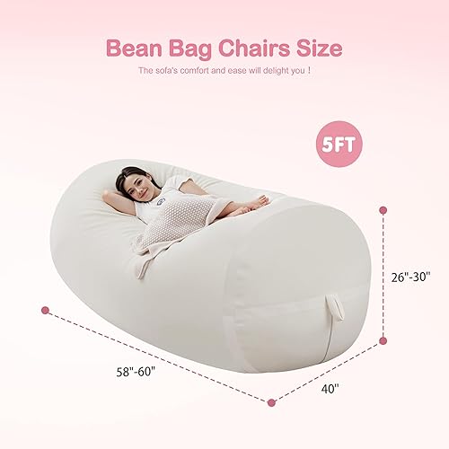 Miniatura 300 de HABUTWAY Puf gigante de 2 pies para adultos, con relleno de espuma viscoelástica, puf grande con funda de terciopelo holandés extraíble para sala de