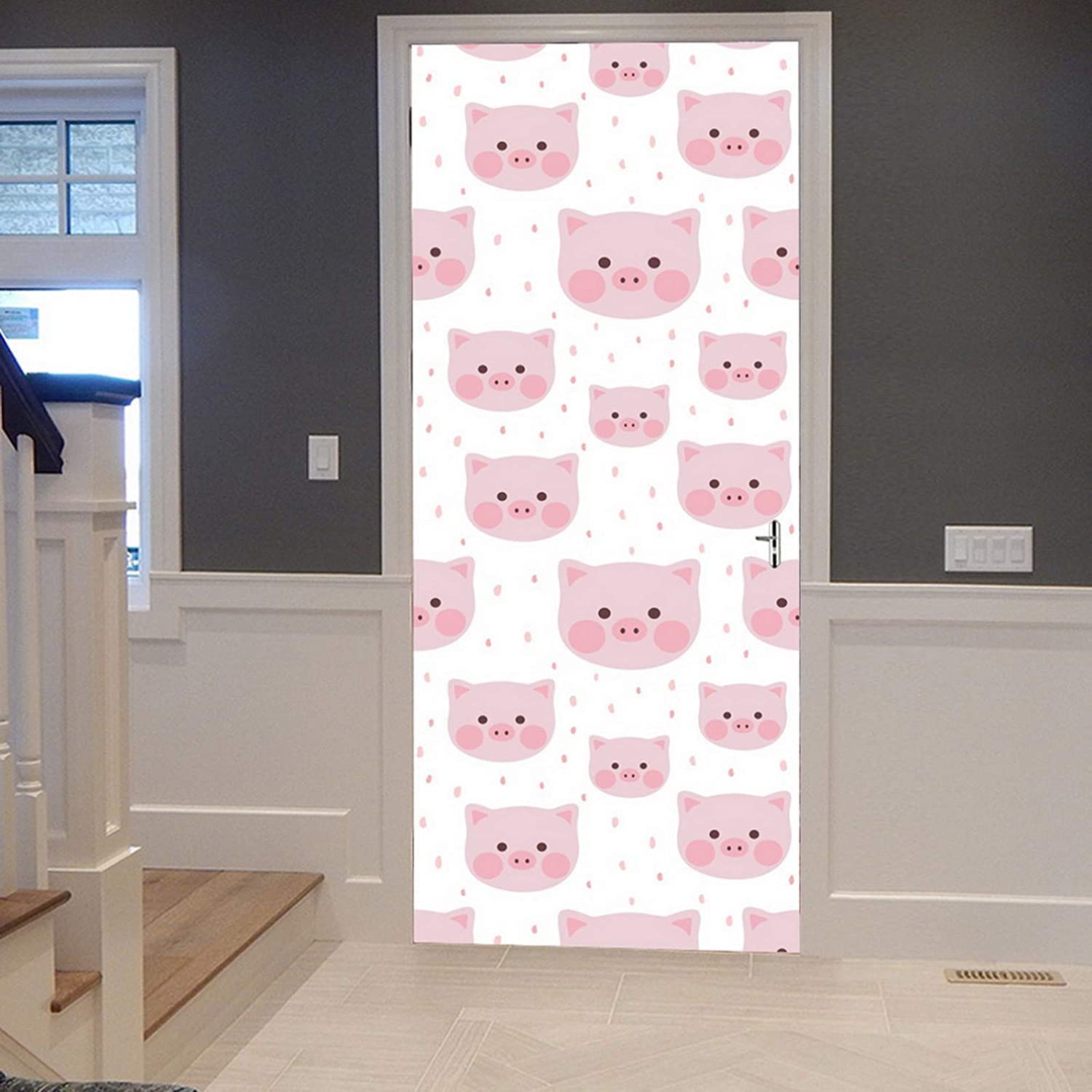 Arte Del Cancello 3D Simpatico Maiale Animale Adesivo Per Porta Autoadesivo Poster Carta Da Parati Adesivo Murale Foto 90 X 200 Cm Per La Decorazione Della Porta Rimovibile In Pvc Per Soggiorno