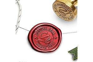 Christmas Official North Pole Seal Wax Seal Stamp Kit with Red/Gold Sealing Wax