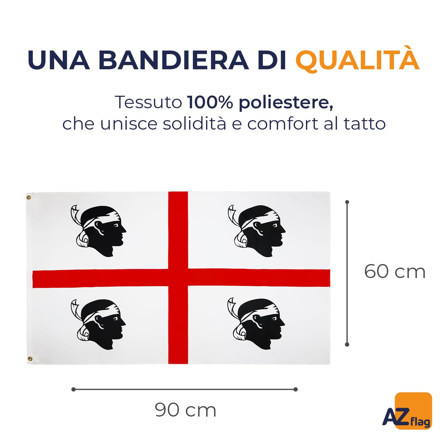 BANDIERA SARDEGNA 90x60cm - BANDIERA SARDA - ITALIA 60 x 90 cm - AZ FLAG