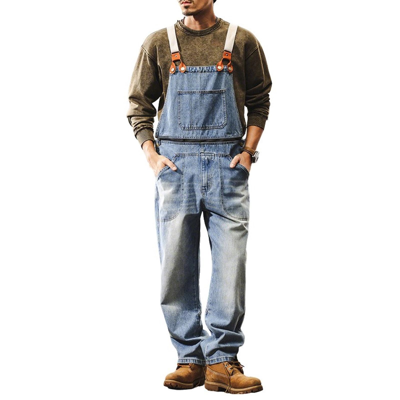 MęSki Kombinezon Jeansowy z Szelkami Jeansy Vintage Modne Spodnie Kombinezon Roboczy Z Zamkiem BłYskawicznym