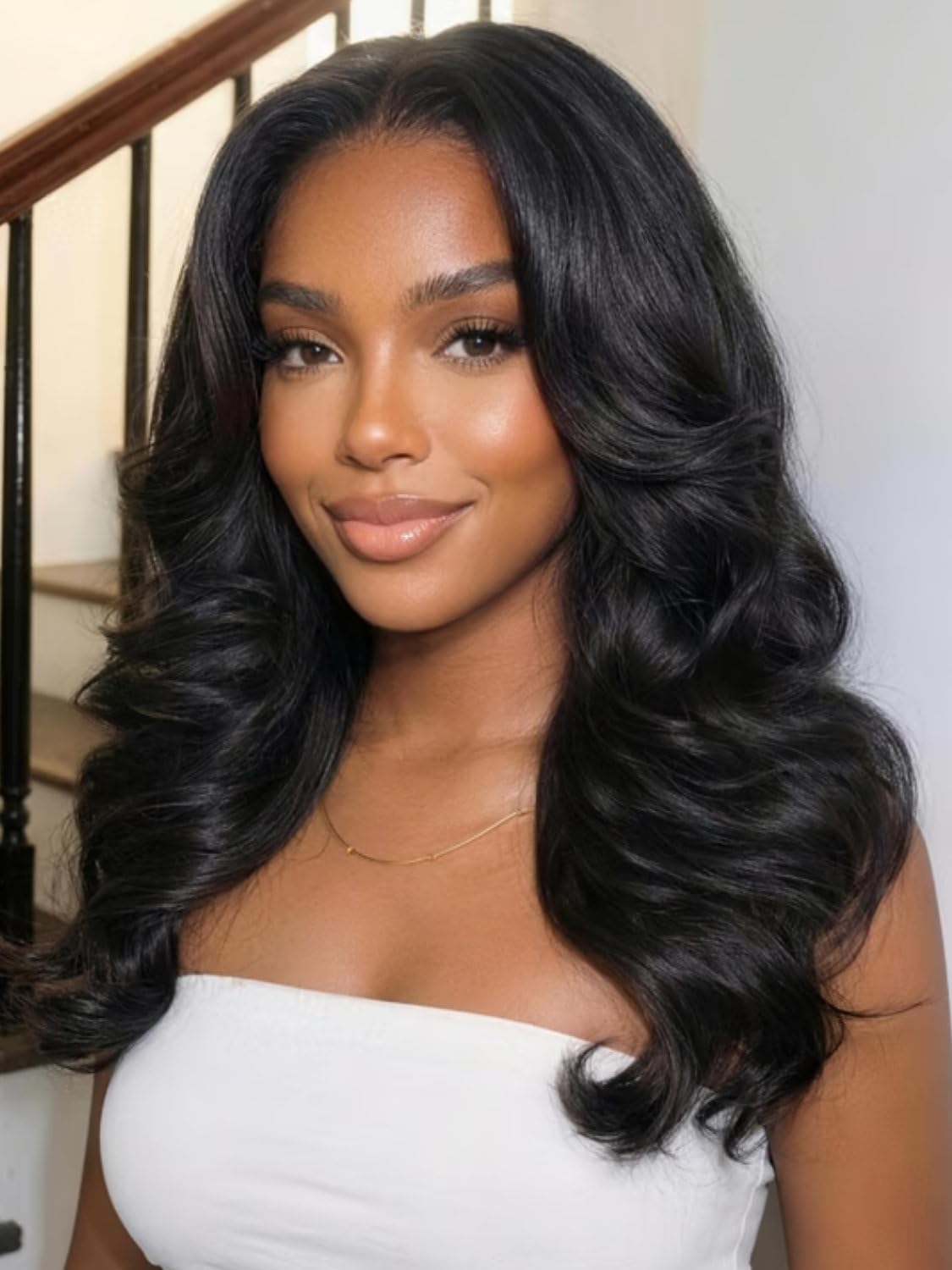 Beauty Forever Pre Everything Glueless Front Balayage Highlight Body Wave Curtain Bangs Glueless Wigs Human Hair Pre Plucked Pre Cut 13x4 Loose Wave Bye Bye Knots Ready to Wear Frontal Wig 18 inch — view 13