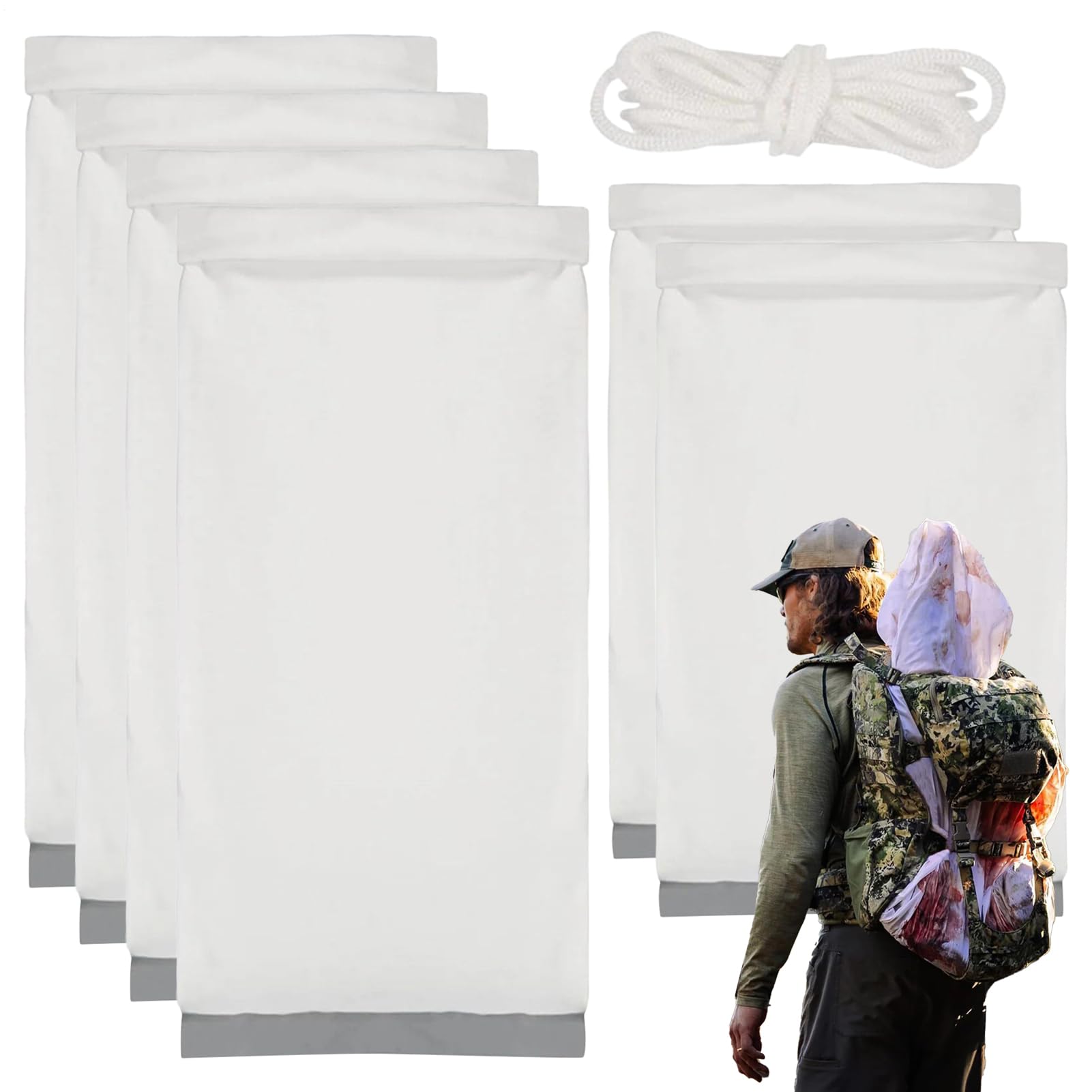 Sac à Viande - Polyester | Sacs de Jeu | Sac à Viande | Réutilisable, Respirant, réfléchissant, Sac de Rangement et de Transport pour élan, cerf, élan, Chasse,