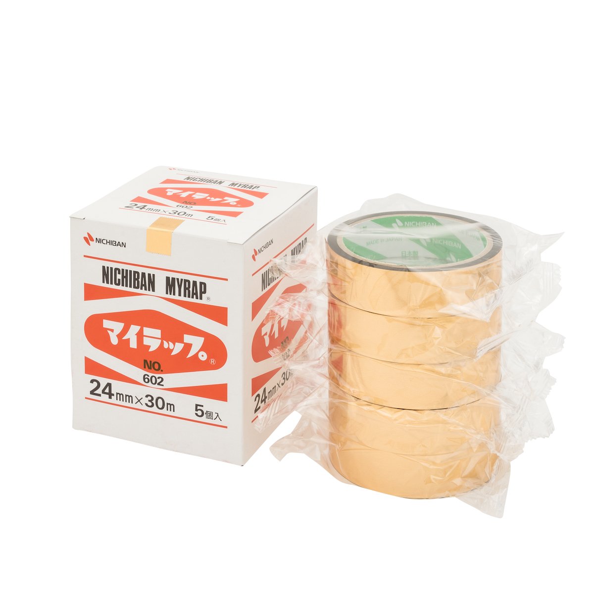Nichiban Polyester Tape, My Wrap, 0.9 inches (24 mm) x 99.8 ft (30 m), 5 Rolls, 6029-245P, Gold