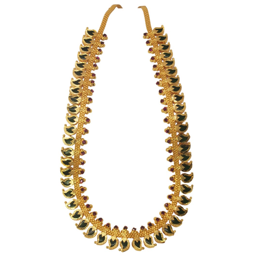 Kollam SupremeSouth Indian Traditional Brass Gold Plated Mango Long Chain Haram For Women, Pack of 1