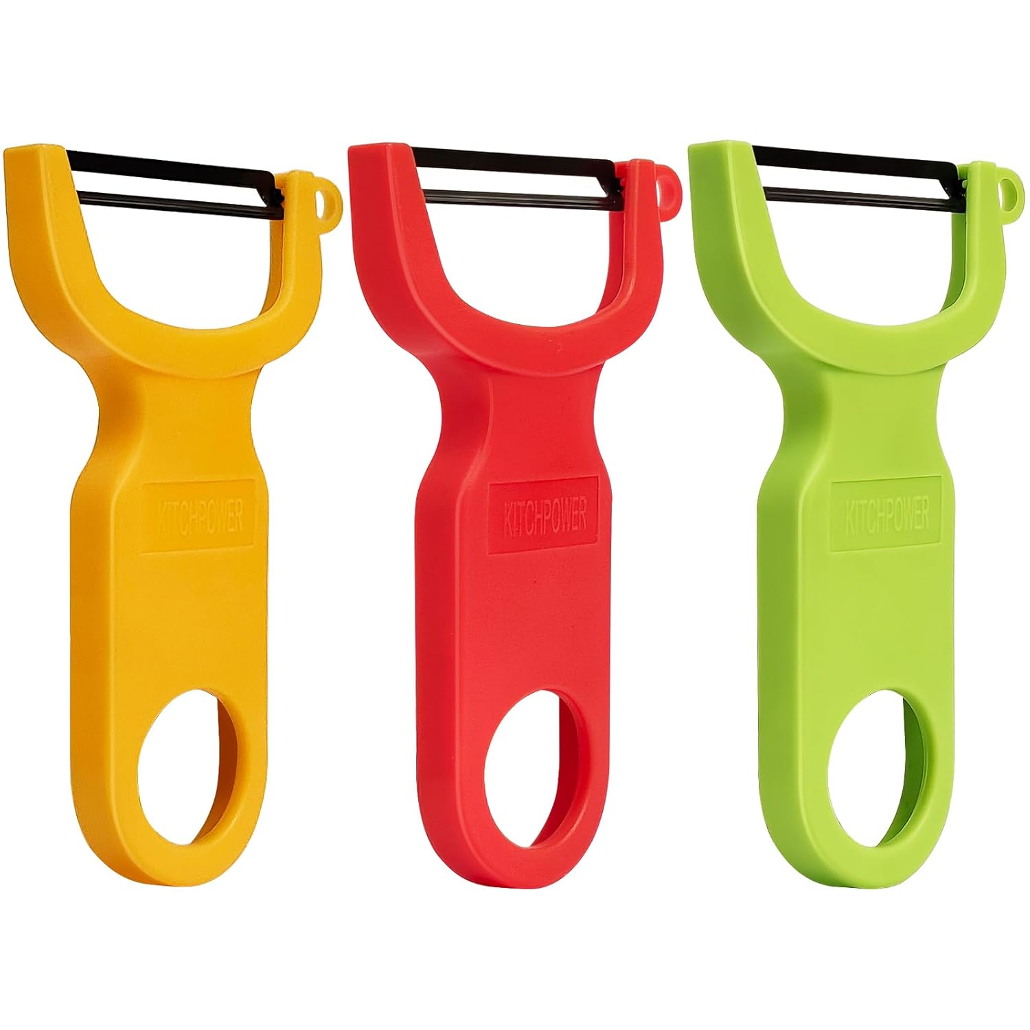 Original Vegetable Fruit Peeler Carbon Steel Blade 3 Pack Red Green Yellow