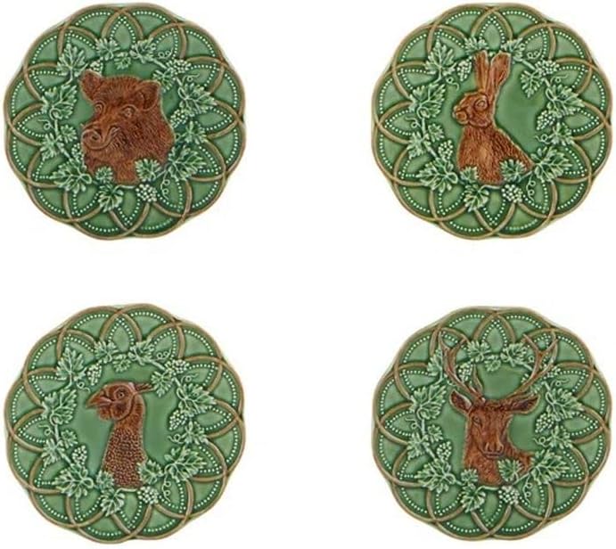 Bordallo Pinheiro Woods Set of 4 Assorted Bread and Butter Plates