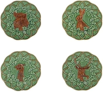 Bordallo Pinheiro Woods Set of 4 Assorted Bread and Butter Plates