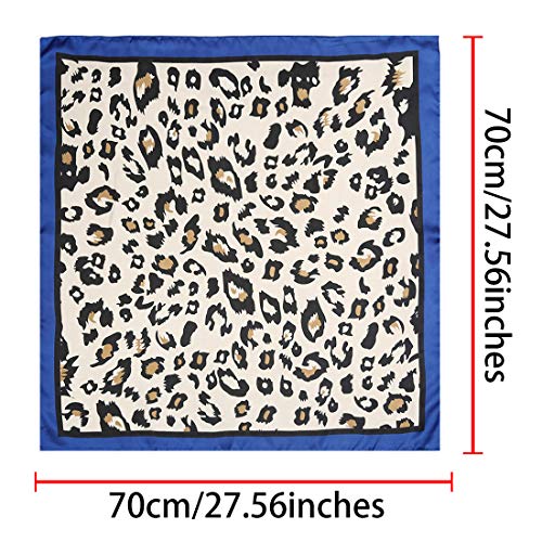 Allegra K 70cm Large Leopard Print Square Scarves Silk Like Kerchief Neck Head Scarf Neckerchief3