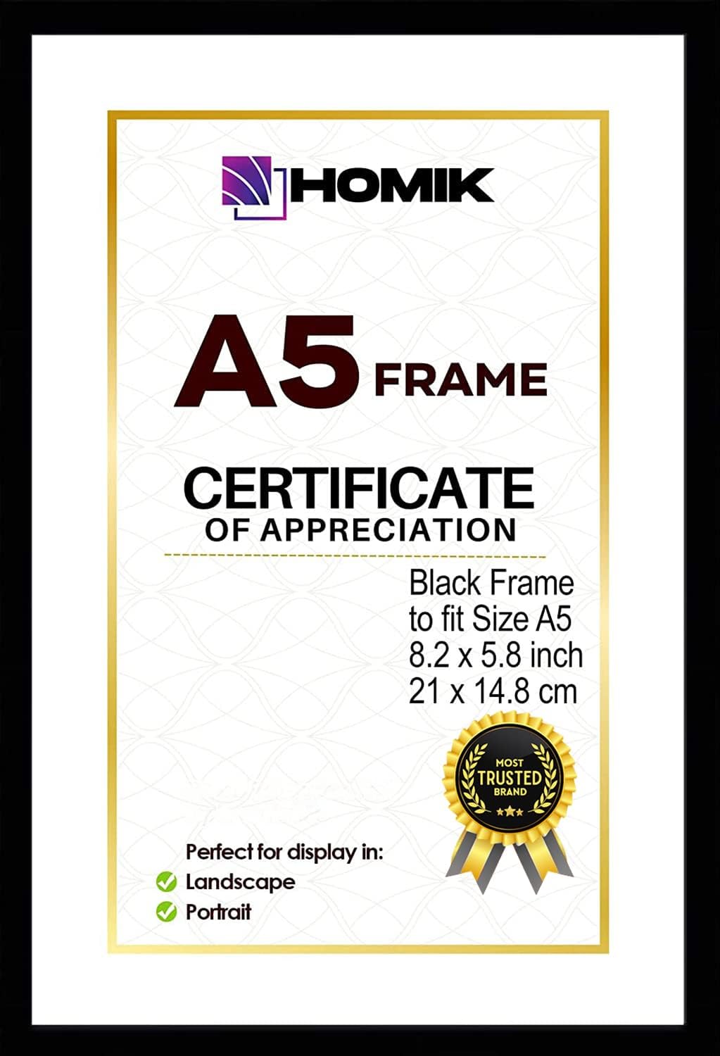 HOMIK A5 Frame A5 Photo Frame With Acrylic Safety Glass Photo Frame