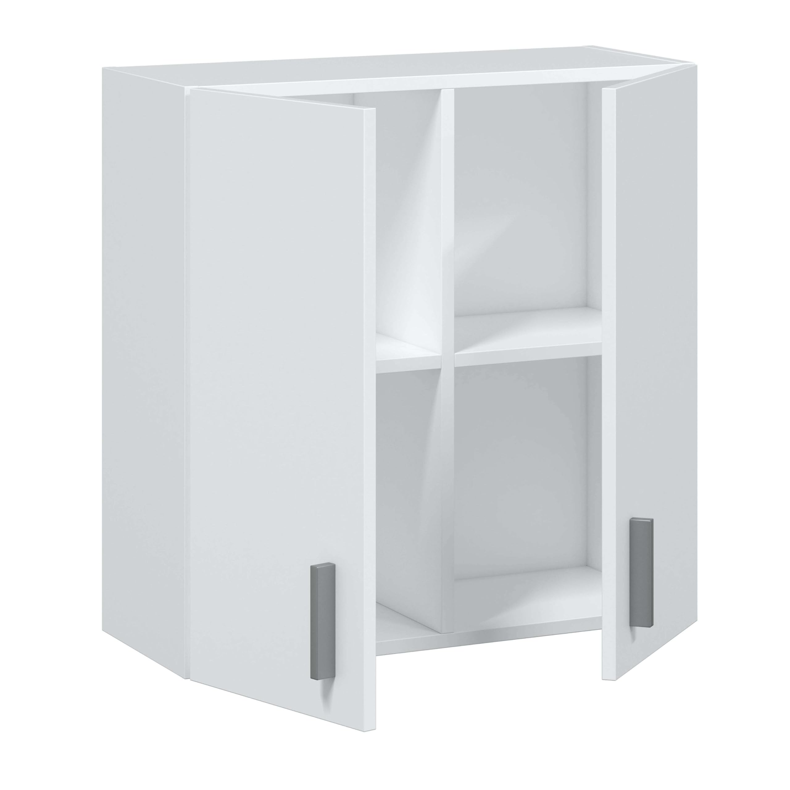 Habitdesign Mobiletto pensile multiuso, rifinito in colore bianco, misure: 59 cm (larghezza) x 60 cm (altezza) x 26,5 cm (profondità)
