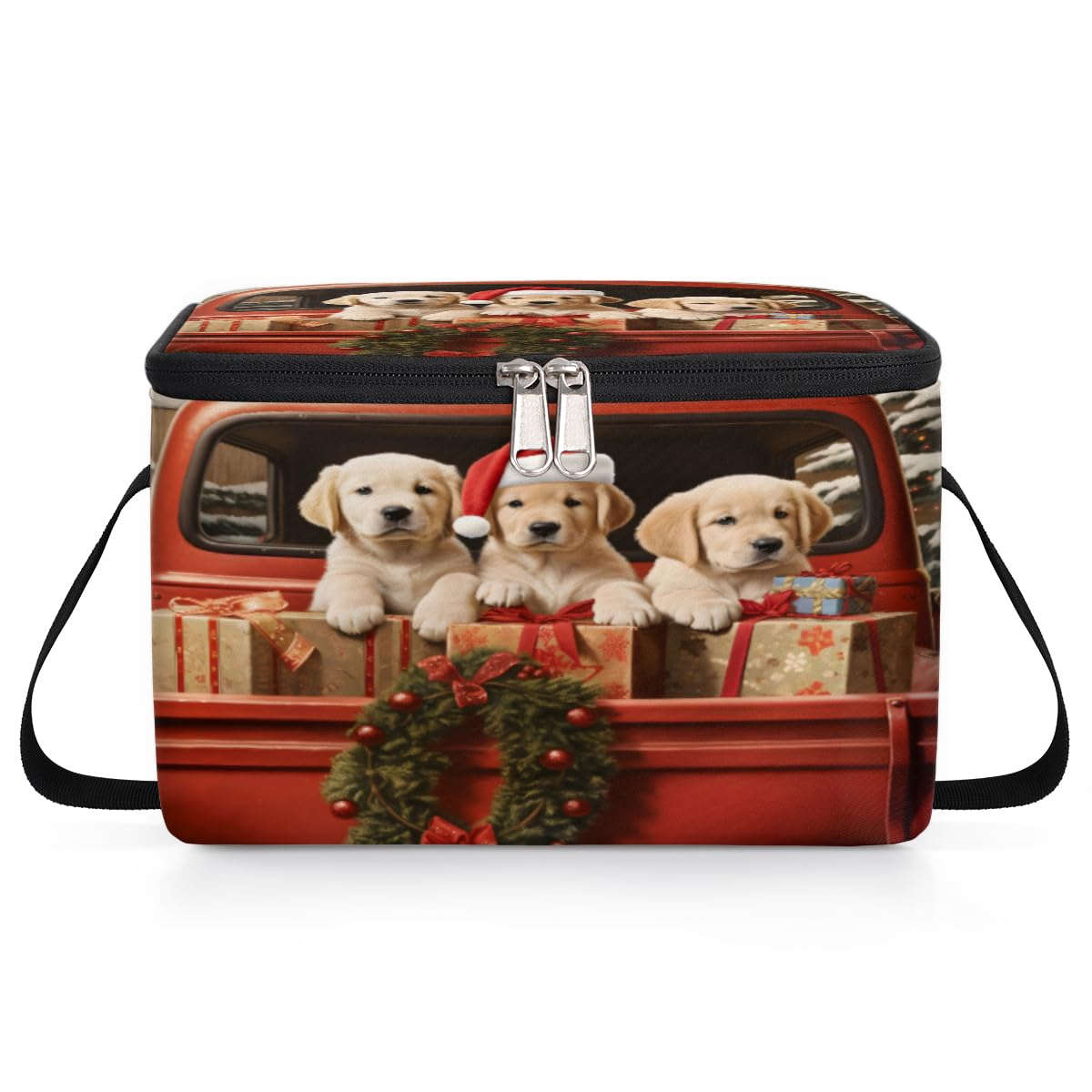 GzLeyigou Christmas Dogs Lunch Bags for Women Men 9 Cans, Hot & Cold Food Delivery Bag Insulated Grocery Bag Insulated Lunch Box Cooler Bag for Office Work Picnic Beach