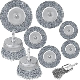 Wire Wheel Cup Brush Set,9 Piece1/4 Inch Hex Shank Coarse Crimped Carbon Steel Wire Wheel for Drill for Cleaning Rust and Abrasive