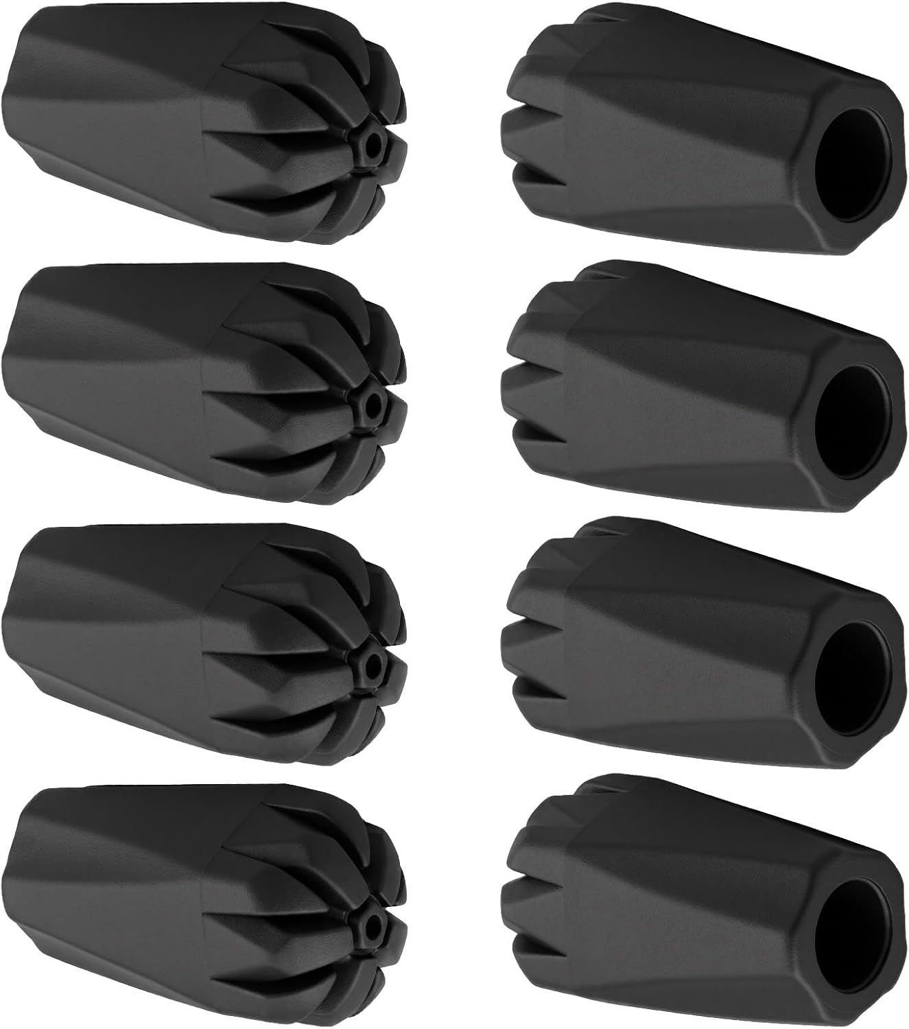 8Pcs Cane Tips Walking Stick Rubber Tip Trekking Pole End Cap Hiking Poles Universal Fit Replacement Anti Slip Shock Absorbing Wear Resistant Durable Senior Outdoor Hikers Mountaineers Black
