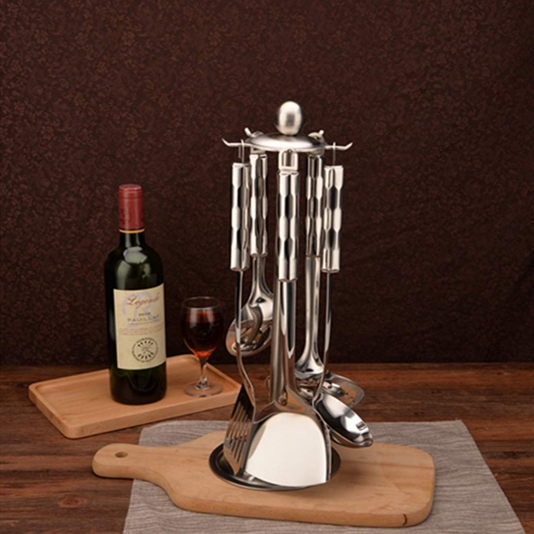 BAtlam Utensilios de Cocina de Acero Inoxidable, Juego de Utensilios de Cocina de cucharas Principales para Servir