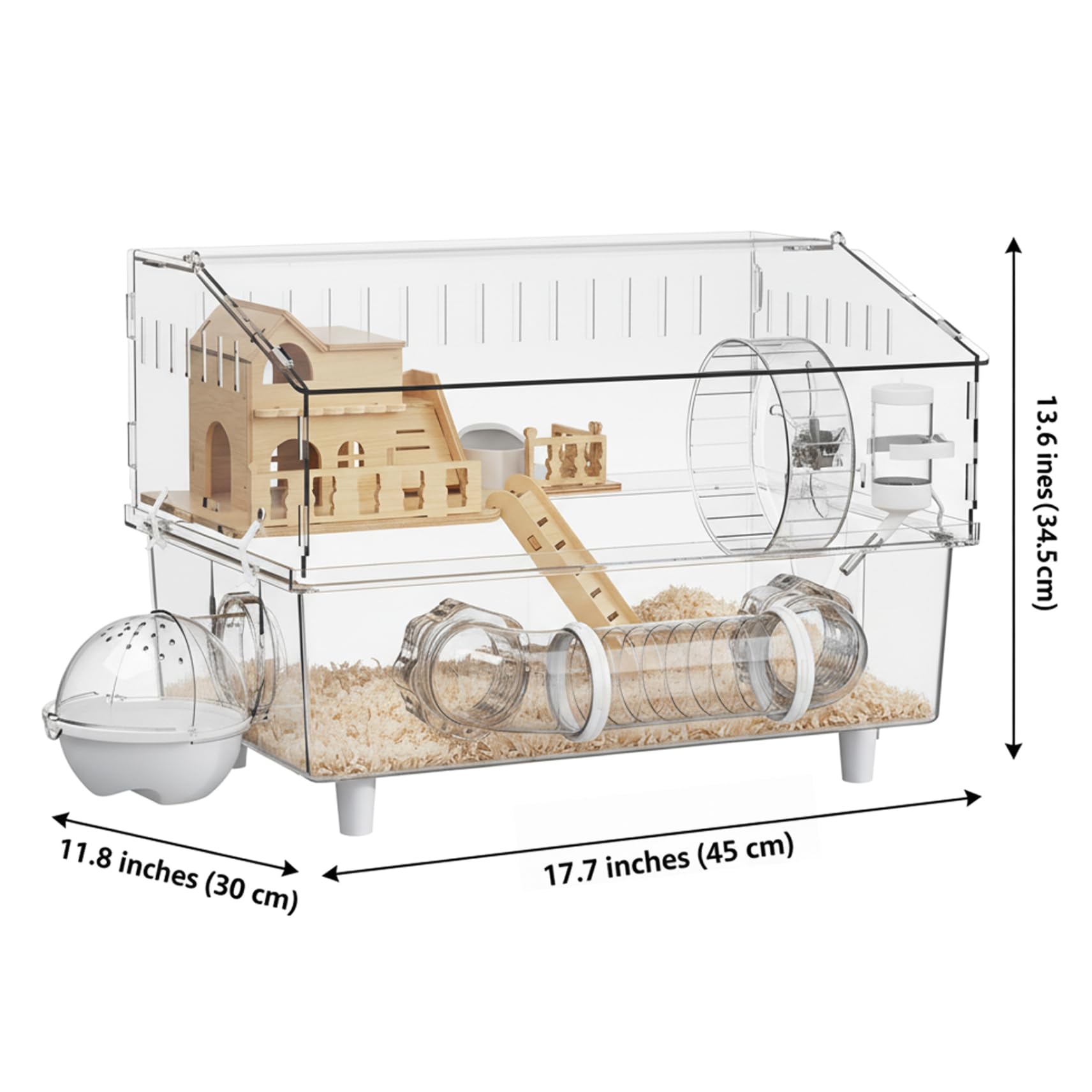 Cage à Hamster, Habitat spacieux en Acrylique Transparent avec loft en Bois, Conception Anti-évasion pour Hamsters et Souris, Cage à Souris