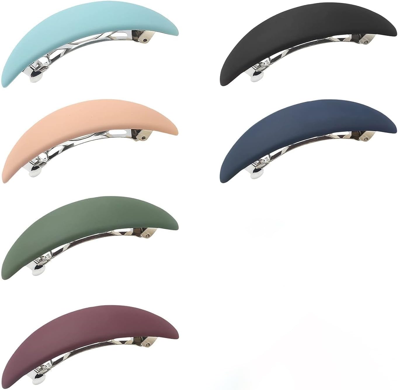 6 PCS Matte French Hair Clips, Multicolor Hair Barrettes Metal Snap-on Hair Pins No Hair Damage, Elegant French Clasp, Hair Styling Clips for Girls Women (Crescent)