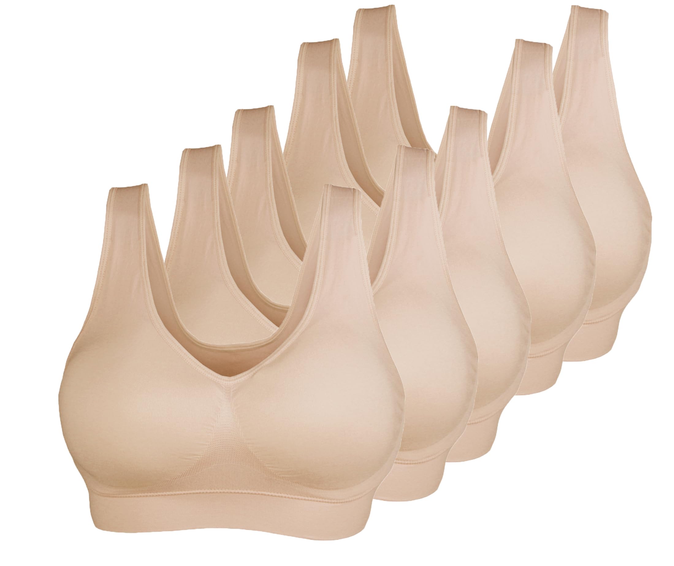 KINYAOYAO 3er-Pack Damen Ultimate Comfy Medium Support Seamless Wireless Sport-BH mit herausnehmbaren Pads