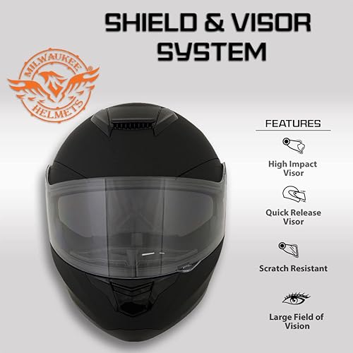 Miniatura 7 de Cascos Milwaukee Helmets avanzados para motocicleta de rostro completo para motociclistas con visera abatible MPH98XX