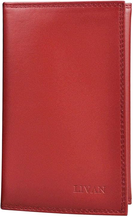 Livan portafoglio da uomo in pelle rossa porta carte di credito