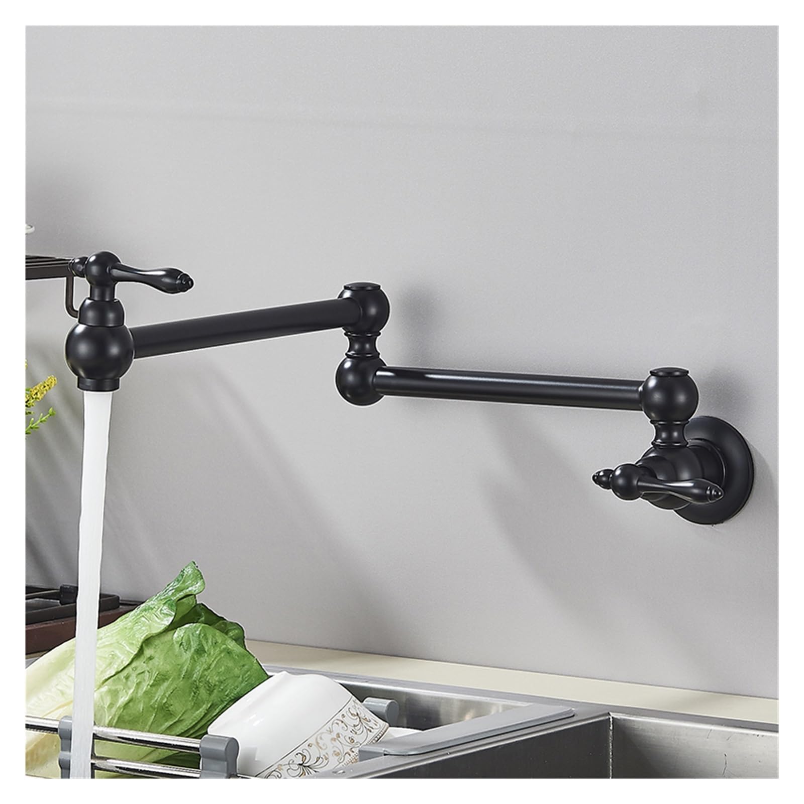 ZYCHSJXA Kitchen Wall Mount Single Cold Water Faucet, 360 Degree Swivel Spout Folding Neck Faucet(Chrome)