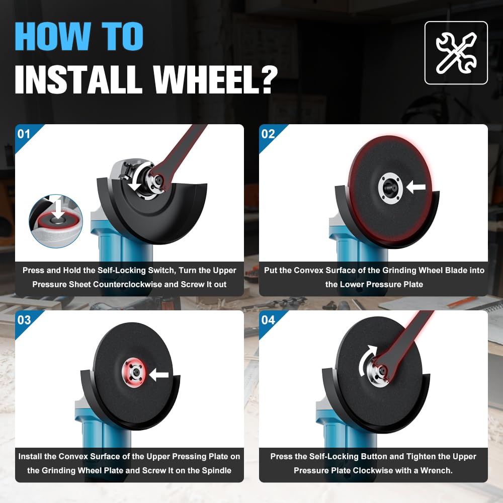 1200W Akku Winkelschleifer für Makita Akku 18V (Ohne Akku), 125mm Akku Flex mit 4 Geschwindigkeiten, Bürstenloser Profi-Winkelschleifer mit 2 Schleifscheiben 2 Trennscheiben zum Schleifen, Trennen