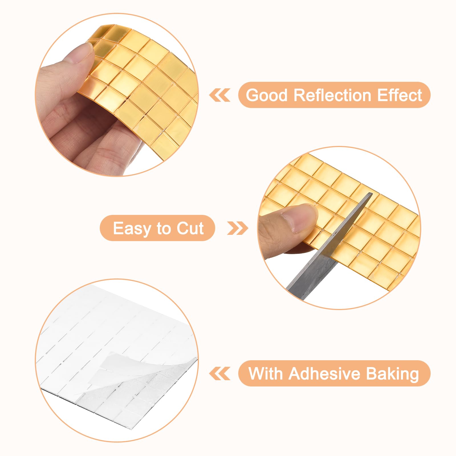 QUARKZMAN 2360 Piezas De Azulejos De Espejo Cuadrados De Vidrio En