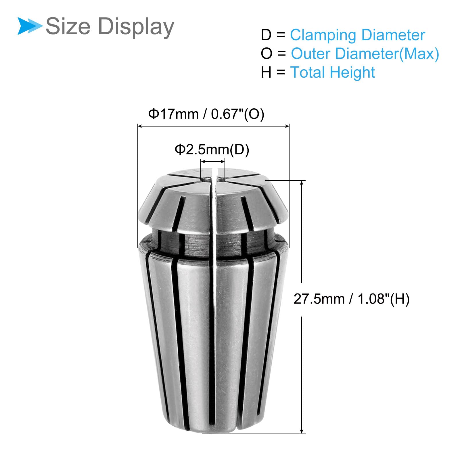 CoCud Spring Collet Chuck, ER-16 Spring Collet 2.5mm Clamping Diameter, 40Cr Steel Convenient Disassembly Chuck - Image 2