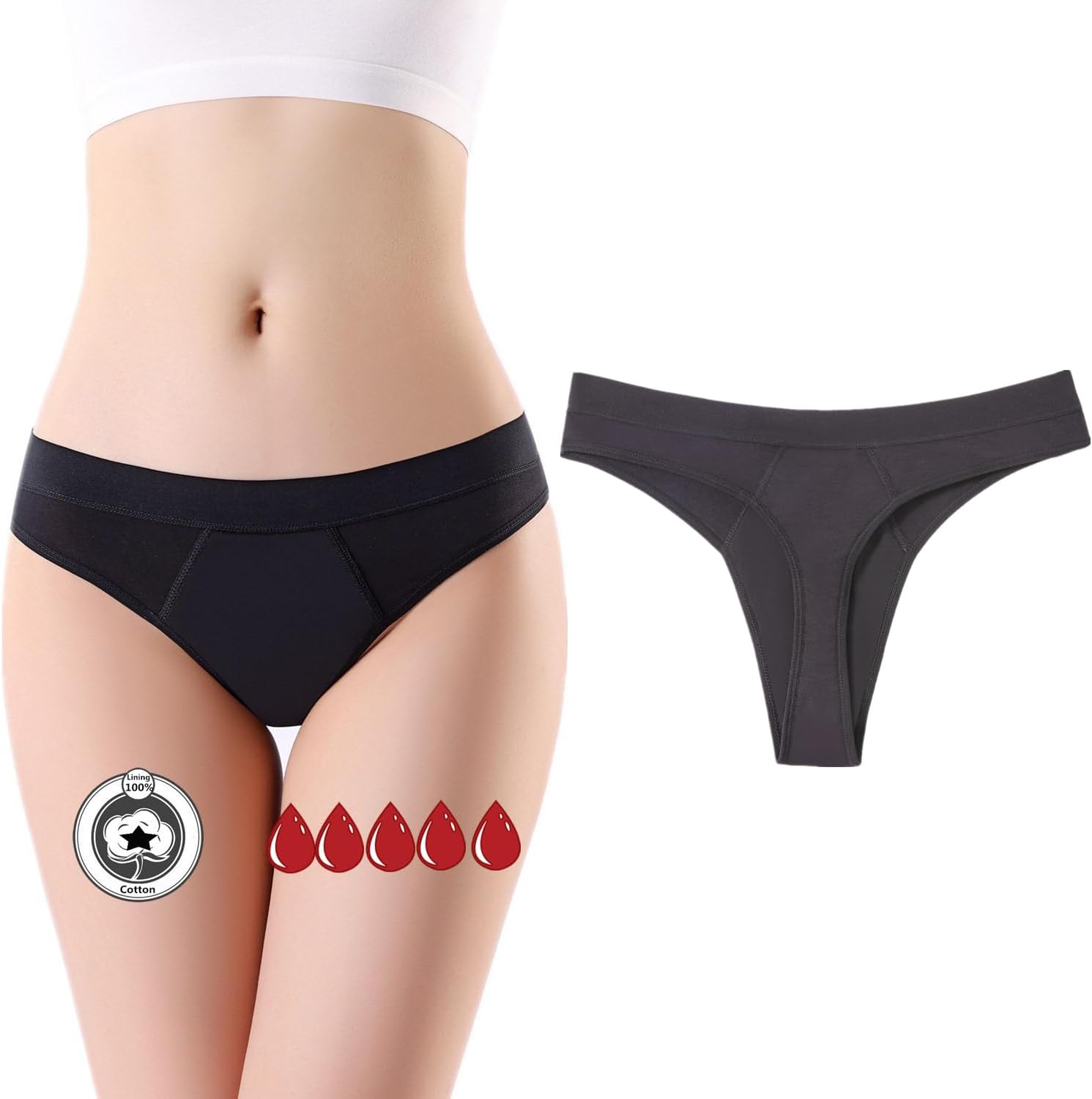 Period Underwear for women 20ML Heavy Flow Absorbent thong Leak Proof Period Thongs,Period Panties Tangas
