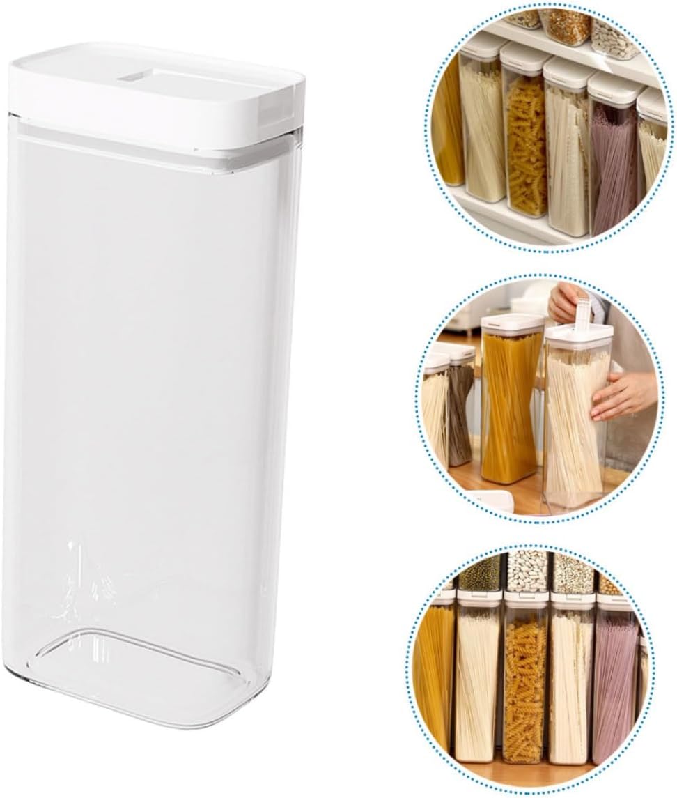 Garneck 4pcs Pasta Storage Container Sealed Canister Design for Pantry Organization Food Storage Jar for Noodles Spaghetti Rice