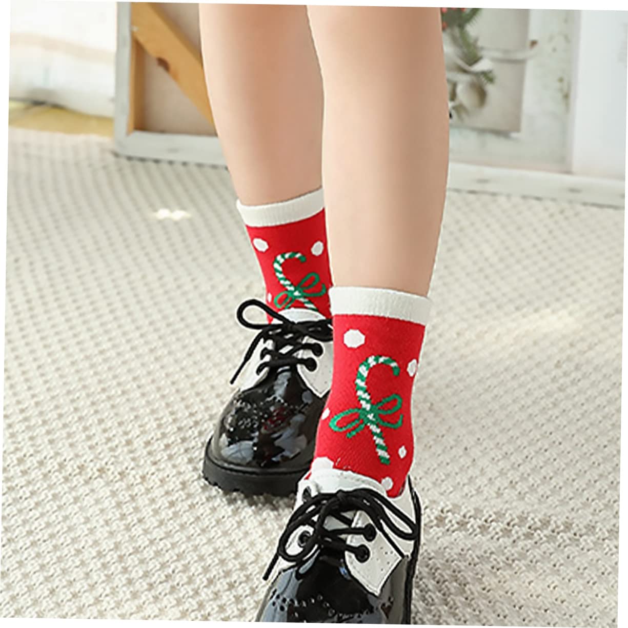 Healvian 5pares Medias de Navidad Cálidas de Algodón Calcetines de Dibujos Animados para Calcetines Navideños para Regalar Otoño Invierno