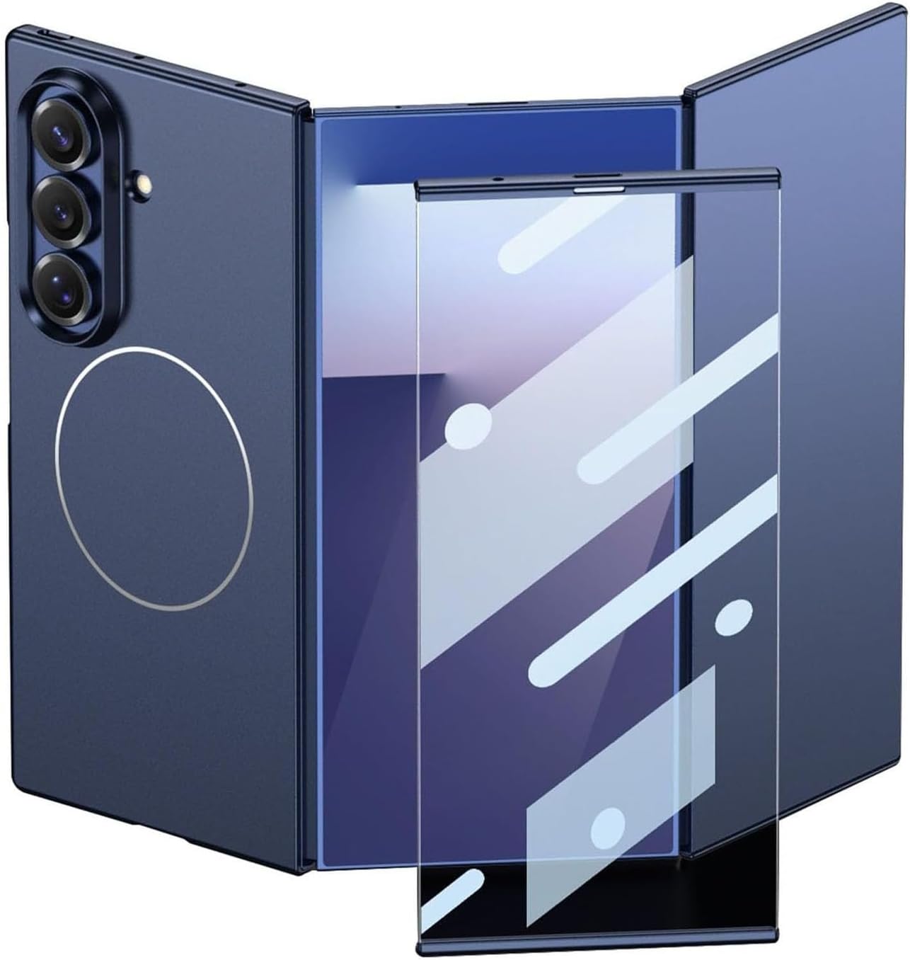 Magnetic Case for Samsung Galaxy Z Trifold, Slim Minimalist Hard PC Cover with Screen Protector, Matte Finish & Impact Resistant(Blue)