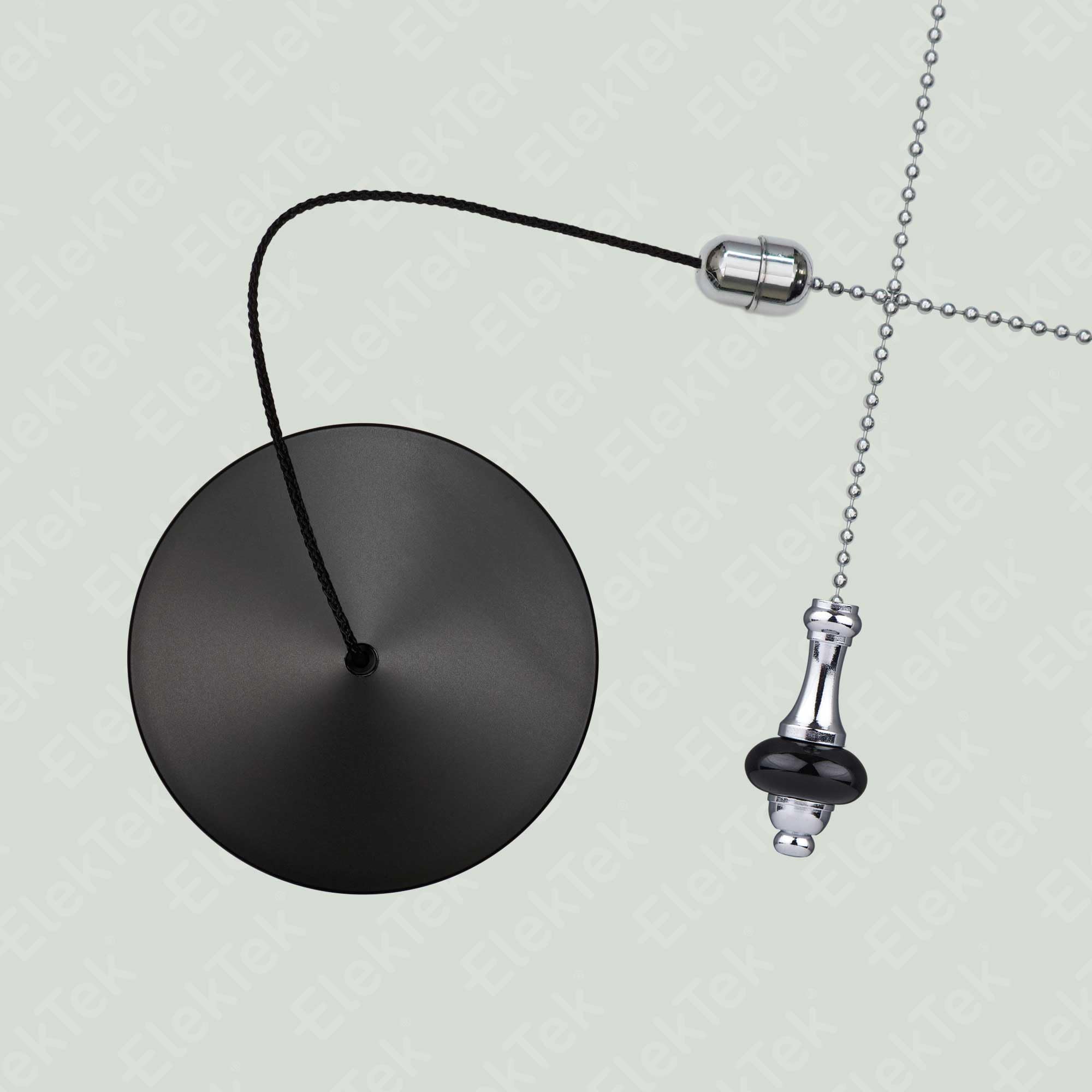ElekTek UK Safety Approved Matt Black Bathroom Light Pull Switch Kit Black Ceramic Disc + Chrome Chain, EN 60669-1 & CE Mark - Image 3