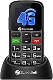 SweetLink S2-4G Seniorenhandy mit 4G, 1400mAh Akku & SOS-Taste - Dual SIM, 1,77 Zoll Farbdisplay, Ladestation, FM-Radio ohne Kopfhörer 4G(1.77 inch display)