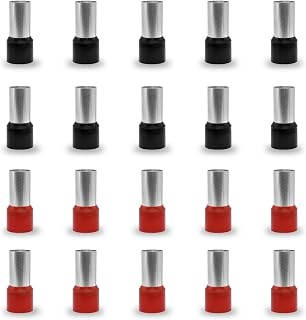 20 Pcs Wire Ferrules Kits, 3/0 AWG Wire Ferrule Connectors Insulated Ferrule Pin Cord End Terminals, Red Black (#3/0 AWG 20Pcs(10pcs Red+10Pcs Black))