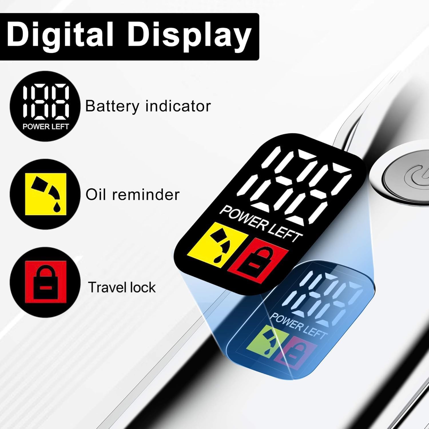 Digital display showing battery indicator