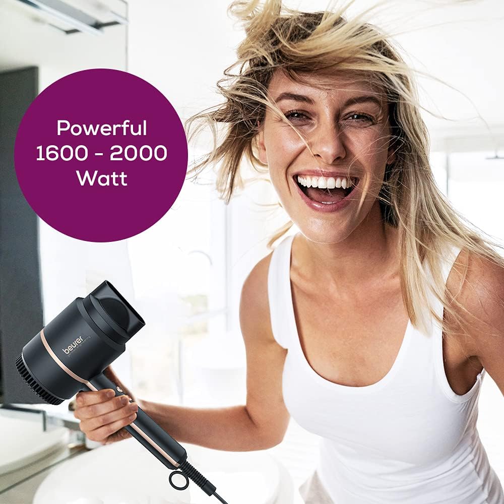 Beurer HC35 Compact Hair Dryer with Ion Function, Lightweight Hairdryer with Narrow Styling Nozzle & Storage Bag - Image 4