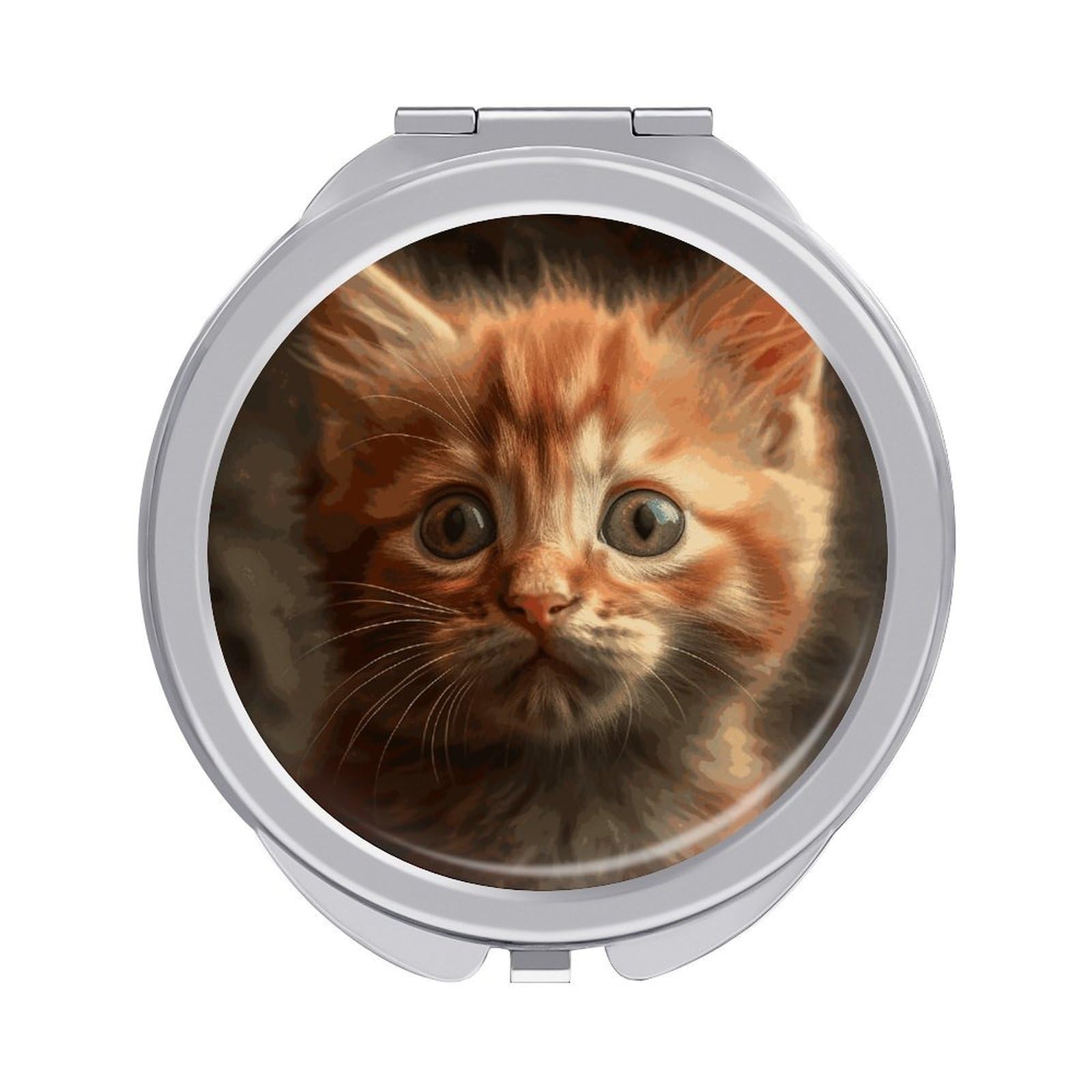VstaDank an Orange Cat Compact Mirror for Purses Round Fashion Travel Makeup Mirror 2X /1x Magnifying Double Sides Mini Mirrors Portable Pocket Mirrors for Handbag Purse Women Gift