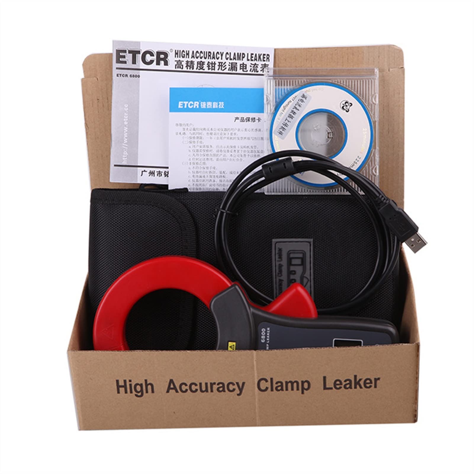 Zacisk na prąd upływu Miernik cyfrowy Clamp Meter na dużej średnicy zacisk na prąd upływu Meter 0.00 MA-1200A Wysoka precyzja AC. Amperomierz ETCR6800