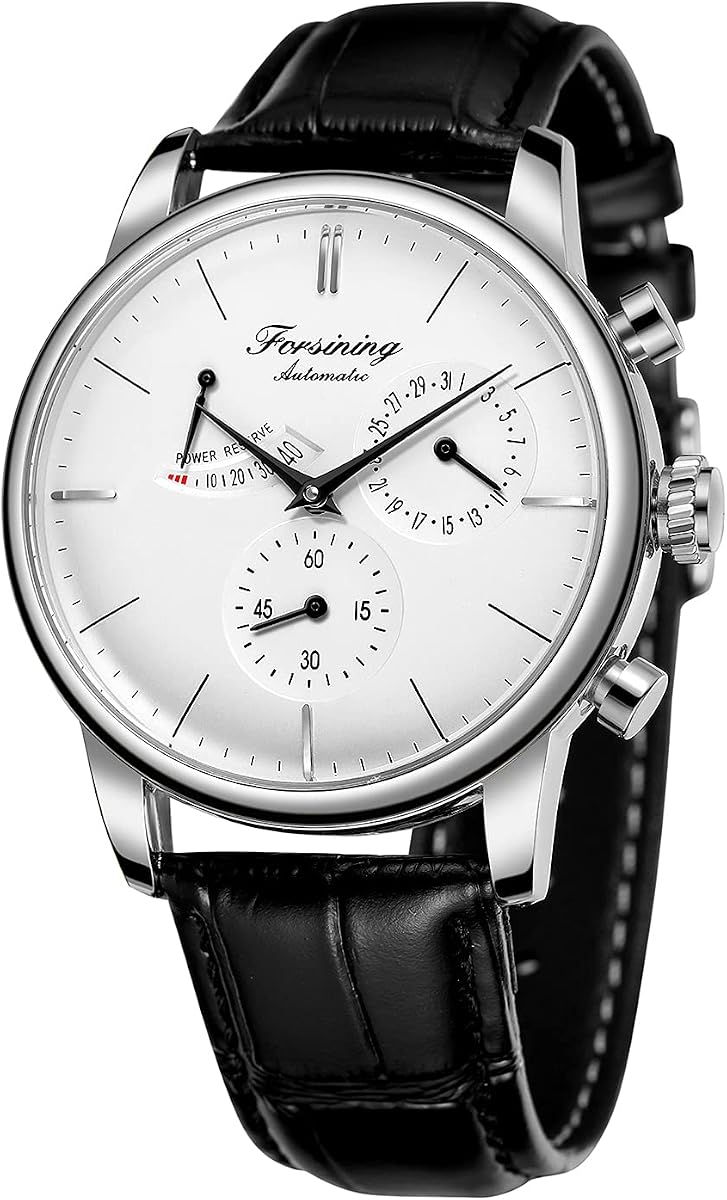 FORSINING Reloj automático para hombre Reserva de energía Fecha de visualización Reloj de pulsera mecánico de moda