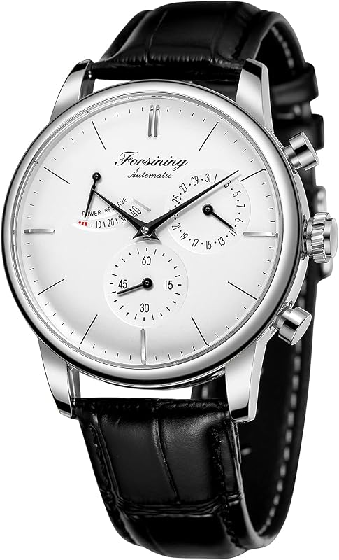 FORSINING Men's Automatic Watch Power Reserve Date Display Fashion Mechanical Wristwatch