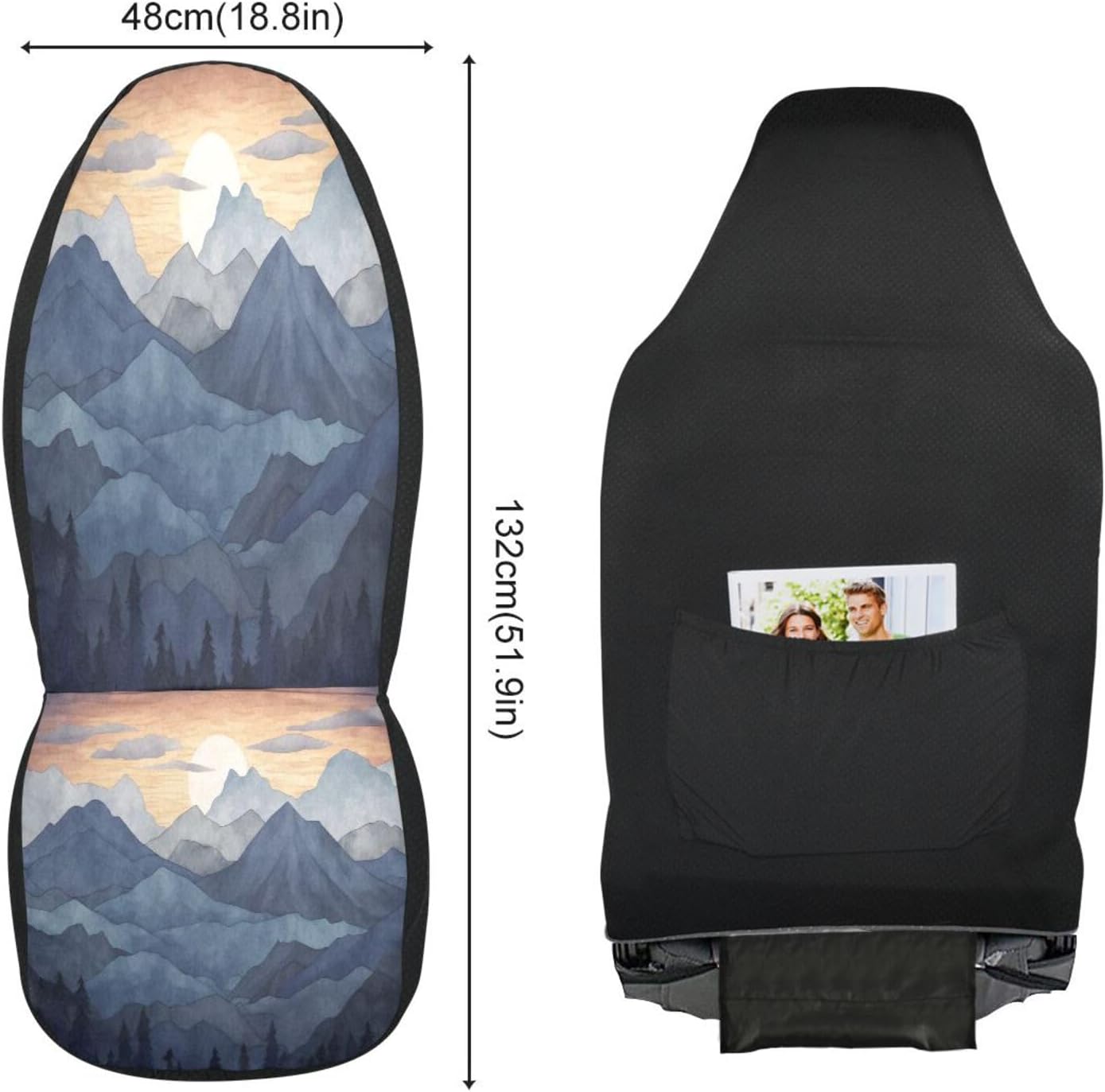 Blue Mountain Front Car Seat Cover Non-Slip Car Seat Accessories Automotive Protectors for Most Cars, 2PCS
