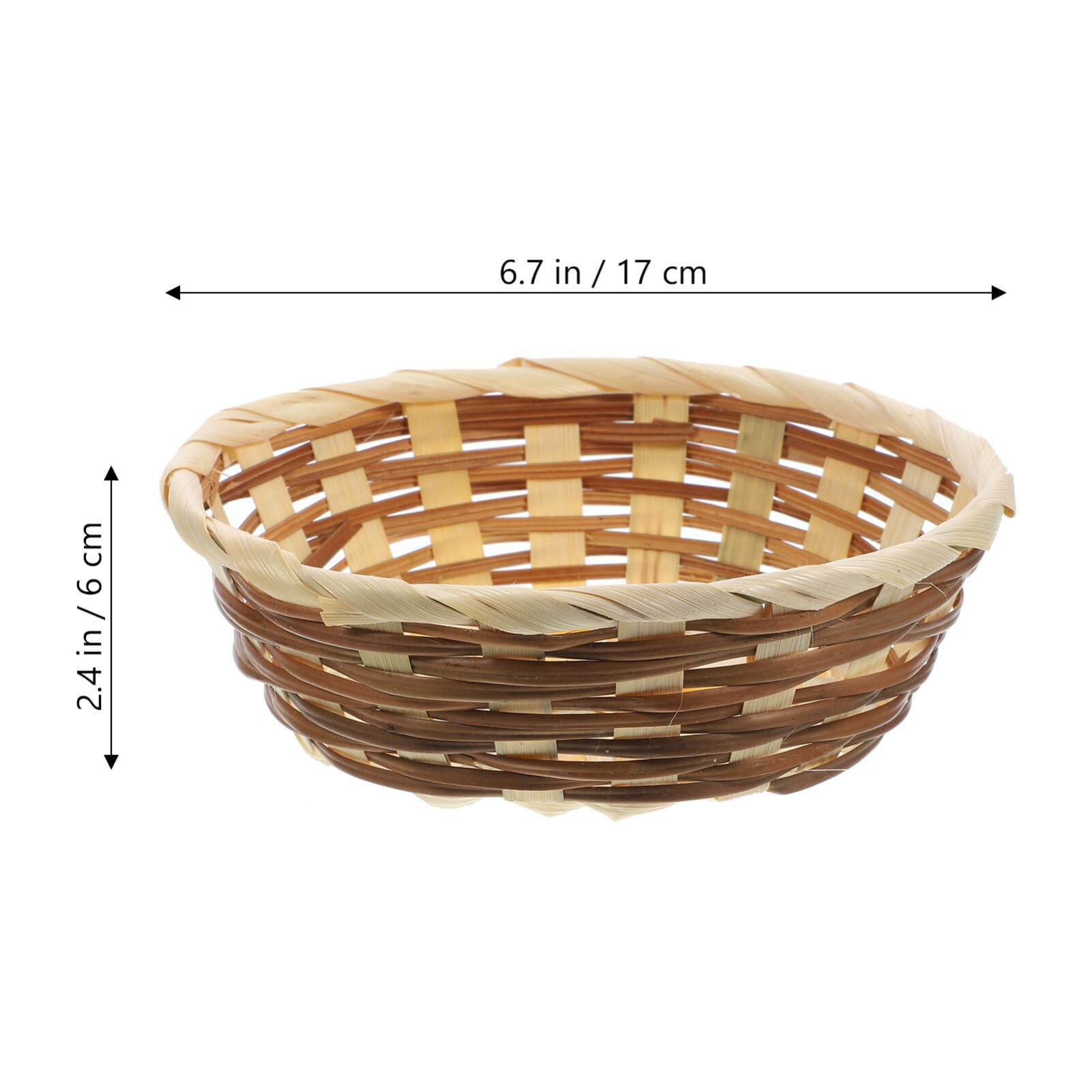 Luxshiny Small Round Friut Baskets 6.7in - 3Pcs Bamboo Woven Bread Basket, Handmade Food Serving Baskets for Home Kitchen, Picnic, Restaurant, Farmhouse