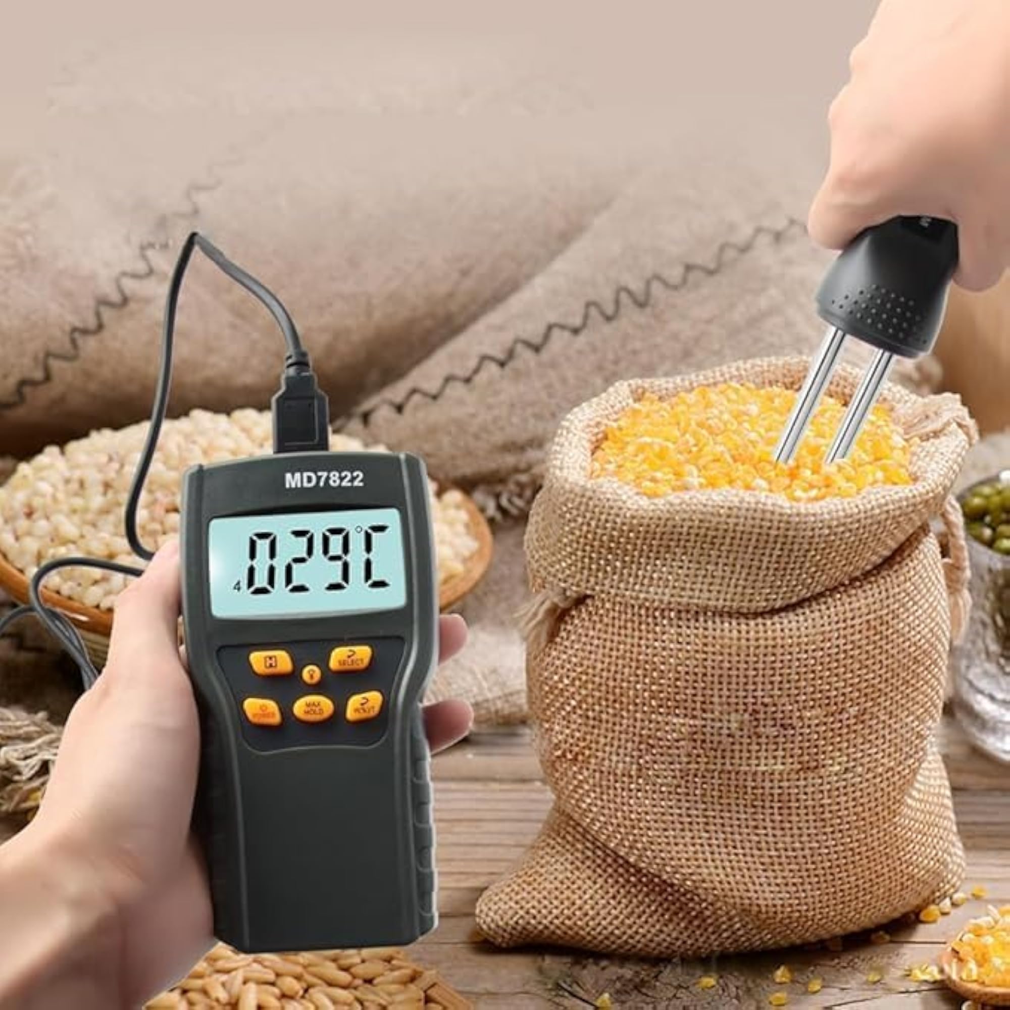 Grain Moisture Meter with Probe, Digital Tester