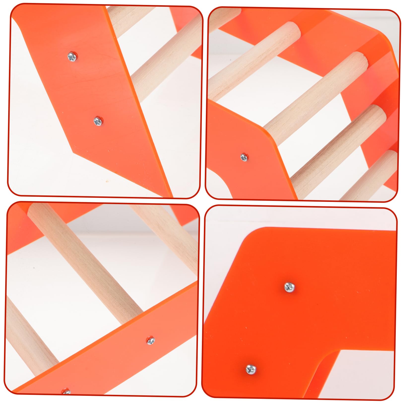 HANABASS Parrot Ladder Pet Climbing Toys Chinchilla Hamster Rat Cage Ladder Sturdy Orange Wooden Acrylic Toy