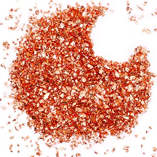 Rose Gold Crushed Glass Irregular Chips, GACUYI Boxed Sprinkles Chunky Glitter Metallic Chips for Nail Arts DIY Craft Vase Filler Epoxy Resin Mold Jewelry Making and Decoration (2-4mm)
