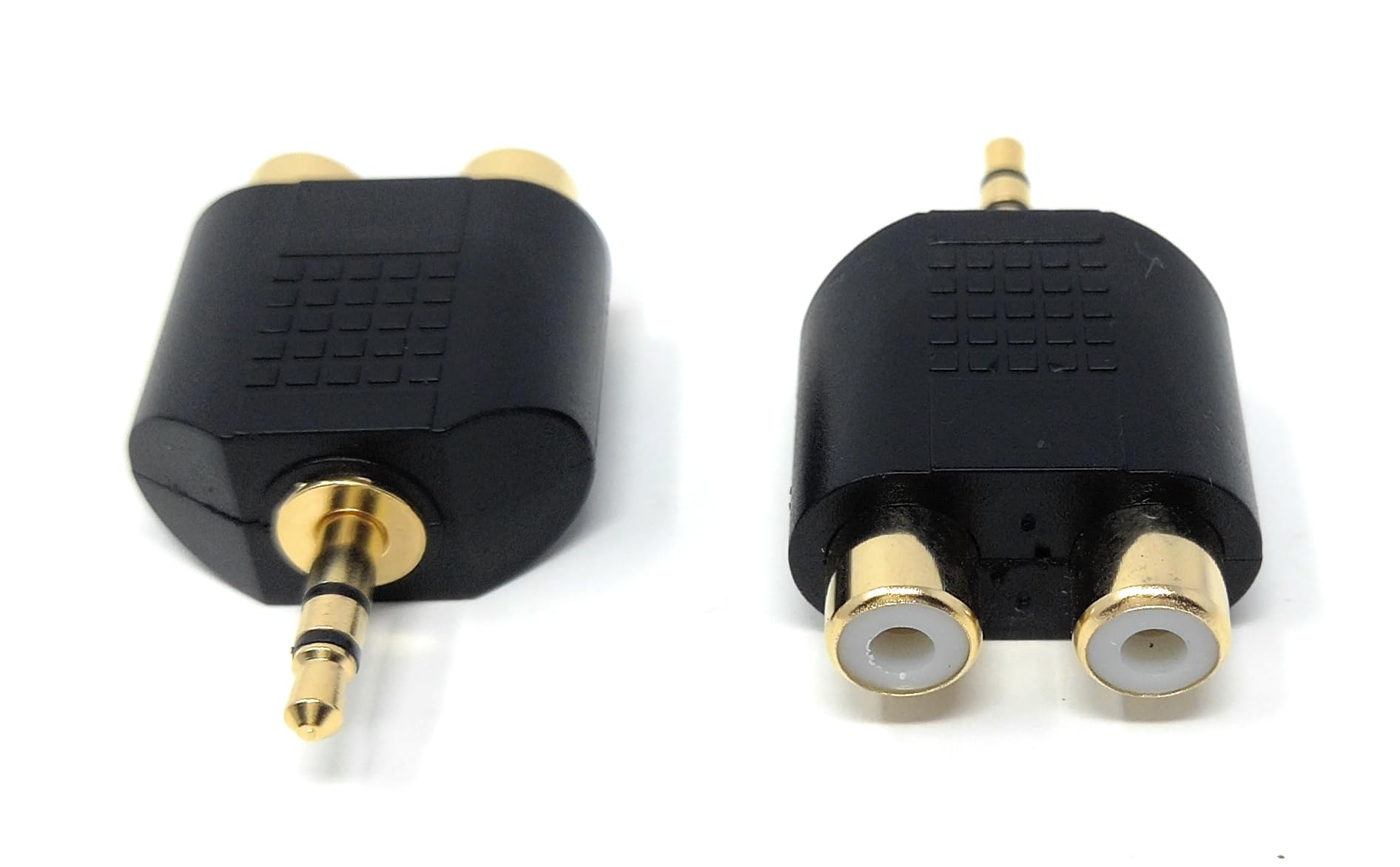 DRUT 2Pcs. 3.5mm Stereo Jack Plug to Twin RCA Phono Mono Splitter or Combiner Audio Adapter (Gold Black) - Image 2