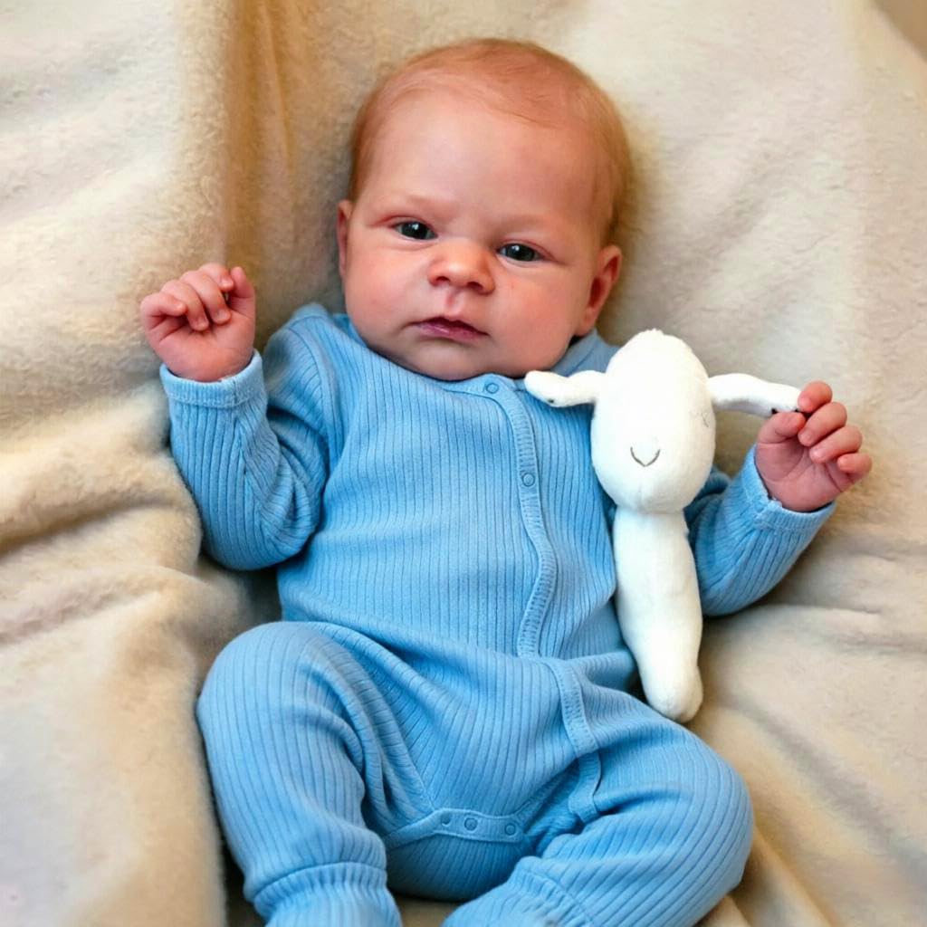 Anano Reborn Puppen Junge 17 Zoll Echte Babypuppen Lebensechte Babypuppe Realistische Neugeborene Babypuppen Real Life Size New Born Babypuppe Blaue Augen Kleinkind Baby Säuglingspuppe