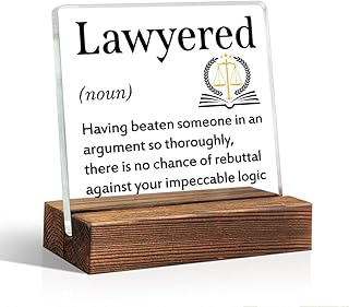Lawyered Definition Acrylic Sign With Wooden Stand, Funny Lawyer Decor Plaque Gifts for Women, Office Gifts for Attorney Paralegal, Graduation Gifts for Law Student, Future Lawyer Gifts